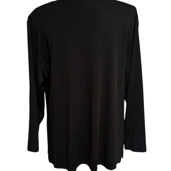 Exclusively Misook Size M Open Front Cardigan Sweater Black Gold - Picture 3 of 5